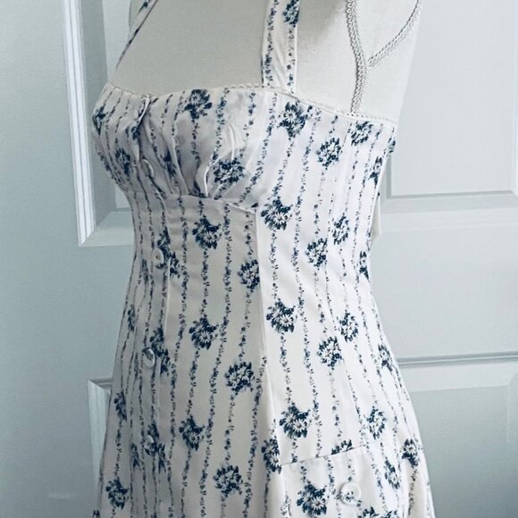 FOR LOVE BELL IVORY / BLUE FLOWERED SUNDRESS SIZE SMALL- TAGS ON - Picture 12 of 16